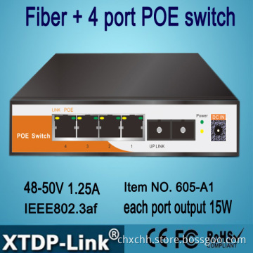 Fiber fast ethernet poe switch,4PoE Ports with 1uplink Port